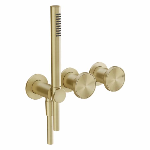Gessi Origini Shower Mixer + Built-in Part 54139+66036-Brushed Brass PVD