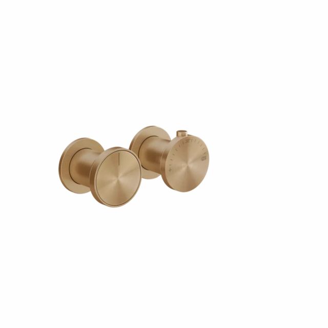 Gessi Origini Thermostatic Shower Mixer + Concealed Part 54169+66132-Warm Bronze Brushed PVD