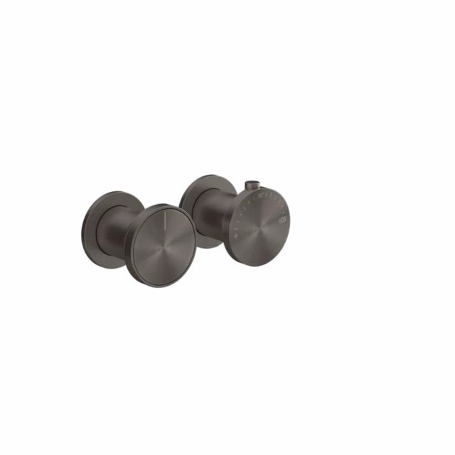 Gessi Origini Thermostatic Shower Mixer + Concealed Part 54169+66134-Black Metal Brushed PVD