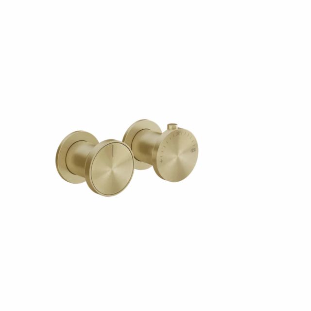 Gessi Origini Thermostatic Shower Mixer + Concealed Part 54169+66136-Brushed Brass PVD