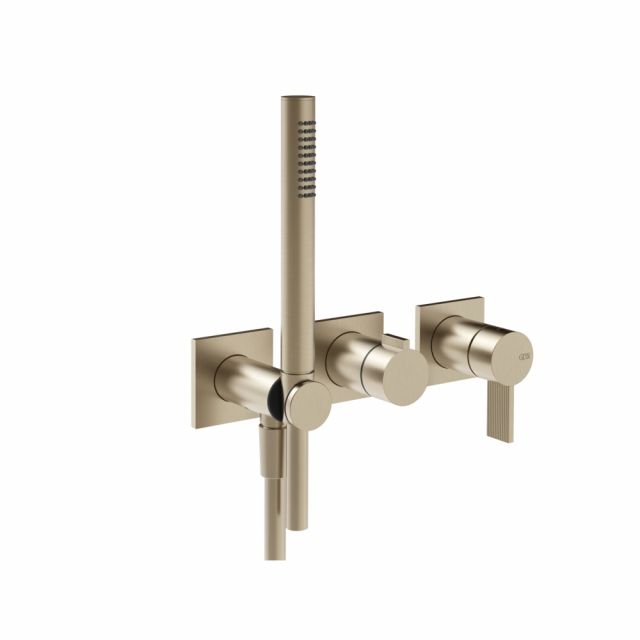 Gessi Inverso Rigato Miscelatore doccia a parete 73536+54139-Finox Brushed Nickel
