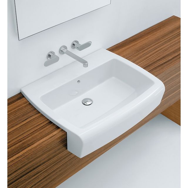 Flaminia Una 75 semi-recessed sink in ceramic UNA75L