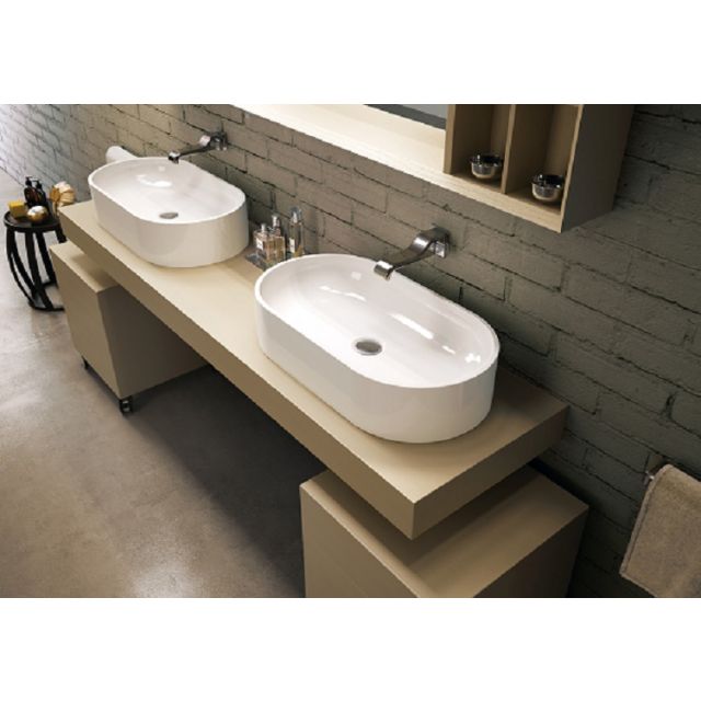 Flaminia Pass 65 oval bench sink in ceramic PS65AT