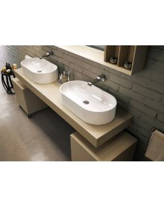 Flaminia Pass 65 oval bench sink in ceramic PS65AT